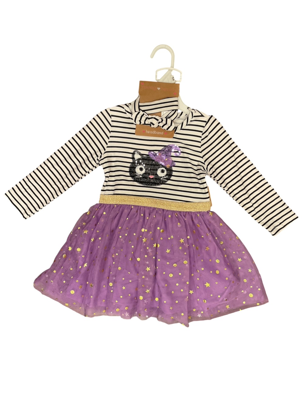 Young Hearts Girls Halloween Dress Tulle Skirt 24 months NWT Purple/Gold